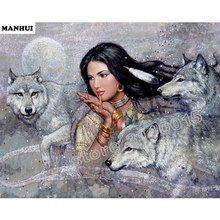 Pintura de lobo de diamantes y belleza 3D Diy, cuentas cuadradas, mosaico de diamantes pegado, manualidades de punto de cruz, costura BEF020 2024 - compra barato