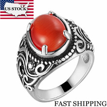 Us stock feminino masculino anéis de cocktail tamanhos grandes anéis femininos barato moda jóias anel de noivado com pedra vermelha xmpj119 2024 - compre barato
