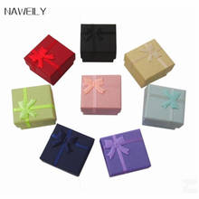 Wholesale Fashion Jewelry Box 4*4*3cm, Multi Colors Bow Rings Box,Earring/Pendant Box Display Packaging Gift Box 48pcs/lot 2024 - buy cheap