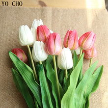 YO CHO 3pcs Artificial Flowers High Quality PU Tulip Fake Flowers Bouquet For Wedding Home Garden Decor Festival Party Decor 2024 - buy cheap