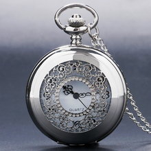Модные крутые Серебристые карманные часы с подвеской на шею для мужчин женщин девочек мальчиков подарок 2024 - купить недорого