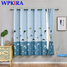 Cartoon Blue Dolphin Printed Short Curtain For Kids Boys Bedroom Modern Window Drapes For Kitchen Door Drapes Home Decor PC027H 2024 - buy cheap