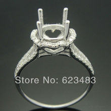 Круглое кольцо для помолвки 7 мм Твердое 14k белое золото с натуральным бриллиантом 2024 - купить недорого