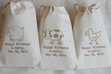 Personalizado fazenda animal musselina algodão aniversário ressaca kit jóias favor sacos de festa de casamento chá de panela pacotes de presente 2024 - compre barato