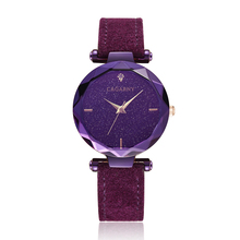 Часы наручные женские Кварцевые водонепроницаемые фиолетовые с кожаным ремешком 2024 - купить недорого