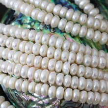 Perla blanca noble de agua dulce cultivada Natural, cuentas redondas sueltas de botón de 6x8mm, fabricación de joyería artesanal de 15 pulgadas, B1347 2024 - compra barato