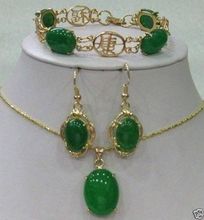 hot! green Natural stone bracelet earring Necklace pendant sets^^^NEW style Fine jewe Noble FREE SHIPPING 2024 - buy cheap