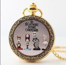 Reloj De bolsillo Vintage De pesadilla antes De Navidad para hombre, cadena De reloj De cuarzo De bronce Steampunk antiguo, reloj De Bolso 2024 - compra barato