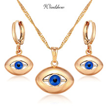 Blue Evil Eye Drop Earrings and Pendant Necklace Jewelry Sets for Women Girls Gold Color Jewellery bijoux femme boucle d'oreille 2024 - buy cheap