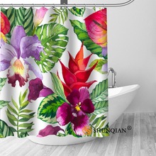 ShunQian-cortina de ducha Tropical personalizada, gran oferta, impresión de tela de poliéster, 12 ganchos para baño, 3D, impermeable 2024 - compra barato