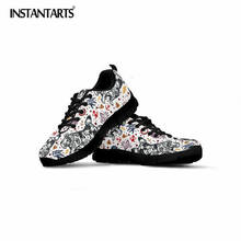 INSTANTARTS Women Spring Lacing Sneaker Shoes French Bulldog Printing Mesh Flat Shoes Casual Breathable Walking Shoes Female 2024 - buy cheap