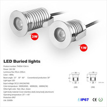 Lámpara LED subterránea de 1W y 3W, iluminación empotrable, lámpara empotrada para exteriores, luz de suelo de 12V y 24V 2024 - compra barato