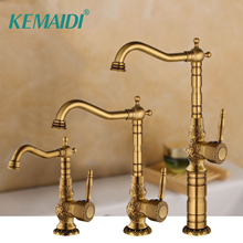 KEMAIDI  Basin Faucets Antique Brass Bathroom Faucet Grifo Lavabo Tap Rotate Single Handle Hot and Cold Water Mixer Taps Crane 2024 - buy cheap