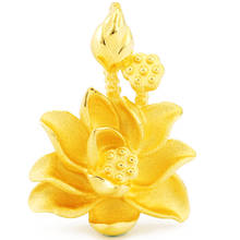 Pure 999 24K Yellow Gold Pendant Women 3D Gold Lotus Pendant 6.12g 2024 - buy cheap