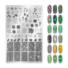 Nail Art Stamping feather flowers and leaves Styles Rectangle Stamping Stencil Fingernails Art Design Image DIY Nails Plate Tool 2024 - buy cheap