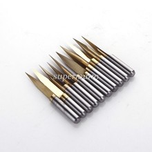 10x Titanium Coated Carbide PCB Engraving CNC Bit Router Tool 15 Degree 0.2mm Tip 2024 - buy cheap