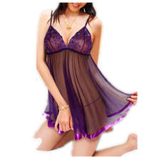 Delivery Within One Day Fashion Purple Plus Size S-6XL Sexy Lingerie Brocade Babydoll Underwear Chemise Dress Sleepwear B8071 2024 - buy cheap