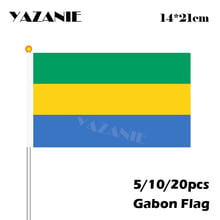YAZANIE 14*21cm 5/10/20pcs Gabon National Hand Flag Free Shipping World Countries Waving Flag Quality Polyester Printing Banner 2024 - buy cheap