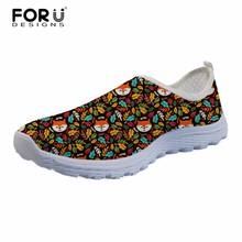 FORUDESIGNS Summer Women Casual Shoes 3D Flowers Fox Printed Flats Breathable Air Mesh Shoes Woman Lightweight Beach Loafers 2024 - buy cheap