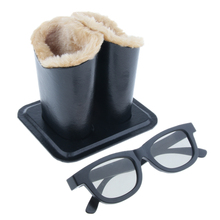 Plush forrado couro do plutônio óculos titular suporte óculos caso caneta titular organizador de mesa decoração de casa-cabeça dupla 2024 - compre barato