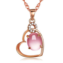 Collar de joyas de ópalo Ociki Rosa Color oro Ross cuarzo CZ cristal rosa para mujeres chicas gargantilla joyas de envío de San Valentín 2024 - compra barato