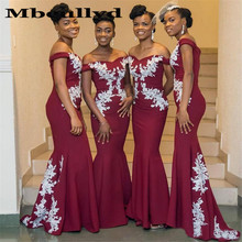 Sexy Off Shoulder Bridesmaid Dresses 2023 Applique Lace Long Mermaid Maid Of Honor Dress For Black Women Party Cheap 2024 - buy cheap