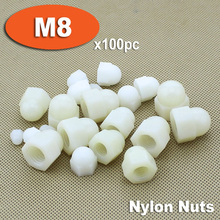 100pcs DIN1587 M8 White Plastic Nylon Hex Hexagon ACORN Domed Cap Nuts 2024 - buy cheap
