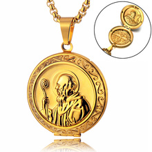 Pingente da medalha sagrada de jesus, medalha vintage de aço inoxidável com pingente e moldura para fotos, religiosas 2024 - compre barato
