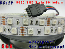 Tira de led 5050 12v dc, à prova d'água, 60led/m 5m, 300led rgb, luz flexível com iluminação led, decoração de festa de casa 2024 - compre barato