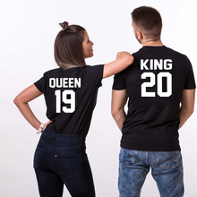 King Queen 2019 Couple Matching Tshirts Top Casual Women Men Fashion Boyfriend Girlfriend Tees Lovers Tshirt Valentines Day Gift 2024 - compre barato