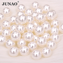 JUNAO High Quality 3 4 6 8 10 12 16 18 20 25 mm Round White Pearl Beads Non Hole Loose Garment Beads Decoration Scrapbook Strass 2024 - buy cheap