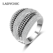 Женское кольцо с черным и прозрачным кристаллом, инкрустированное фианитом 2024 - купить недорого