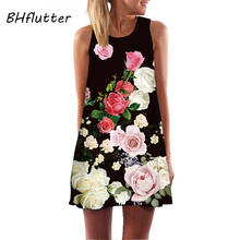 BHflutter Mini Floral Dress Summer Clothes for Women 2019 Fashion Sleeveless Casual Chiffon Dress Sexy Boho Beach Dress Vestidos 2024 - buy cheap