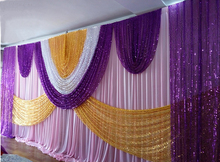 Cortina de palco de casamento de luxo, 2018, 10 m x 20 m, com cortinas brilhantes, decoração de casamento 2024 - compre barato