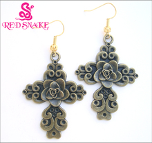 RED SNAKE Retro color  Flower Cross Earrings for Women 2024 - buy cheap