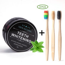 Escova de dentes em pó com carvão para clareamento dentário, pó de madeira e bambu para higiene oral 2024 - compre barato