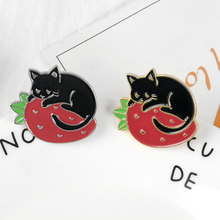 Pin de solapa de gato de frutas, broches de gato durmiendo, mochila, bolso, sombrero, chaquetas de cuero, accesorios, joyería de gatito, regalo para mujer 2024 - compra barato