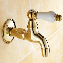 Luxury Gold Color Brass Ceramic Handle Extra Long Laundry Bathroom Wall Mounted Mop Water Tap Garden Faucet aav127 2024 - buy cheap