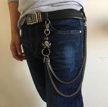 Модный мужской многослойный кошелек в стиле панк, хип-хоп, модная мужская цепочка для брюк, джинсы, панк, черные металлические цепи для брюк 2024 - купить недорого