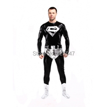 ¡Venta directa de fábrica! ¡precio al por mayor! Disfraz de Superman negro metálico brillante para fiesta de Halloween, traje Zentai para fiesta de graduación 2024 - compra barato