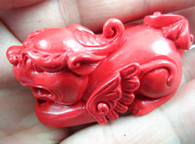Colgante de unicornio tallado de piedra de cuarzo Natural, cinabrio orgánico rojo chino, accesorios de joyería diy, collar, A14 2024 - compra barato