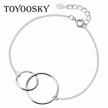 Toyota osky-pulsera de plata de ley 925 con abalorios, joyería geométrica, Simple, hueca, doble redonda 2024 - compra barato