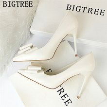 Dress Shoes Women Butterfly-knot Fetish High Heels Bigtree Shoes Sweet Pups Black Heels Plus Size Shoes Women Luxury Heels Buty 2024 - buy cheap