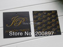 custom logo brand black pvc tag printed golden foil plastic garment hanging tag 1000pcs/lot 2024 - buy cheap