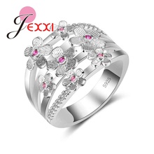 Fashion New Brand Pink Cubic Zirconia Stone Inlay Rings for Women 925 Sterling Silver  Jewelry Bridal Wedding Finger Ring Bijoux 2024 - buy cheap