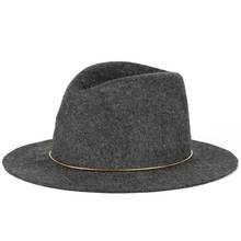 New Fashion womens fedora hat light color 100% wool wide brim fedoras hat for women floppy panama Jazz hat with gold ring 2024 - buy cheap