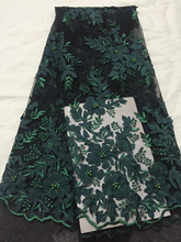 Tela de encaje Nigeriano para vestido de novia, tejido africano de alta calidad, tul francés con cuentas, color verde, LCD986, novedad de 2018 2024 - compra barato