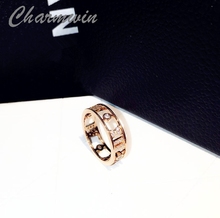 Charmwin Roman Numerals Wedding Rings For Women Korean Fashion Exquisite Temperament Zircon Ring Gold Color Jewelry PR0108 2024 - buy cheap