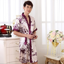 Camisón de seda de imitación para hombre, ropa de dormir informal y sedosa, Kimono de verano, Talla M, L, XL, XXL 2024 - compra barato