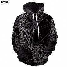 Kyku dia das bruxas hoodie dos homens 3d camisolas impressão hoodies geometria preto moletom com capuz aranha longa web roupas dos homens streetwear 2024 - compre barato